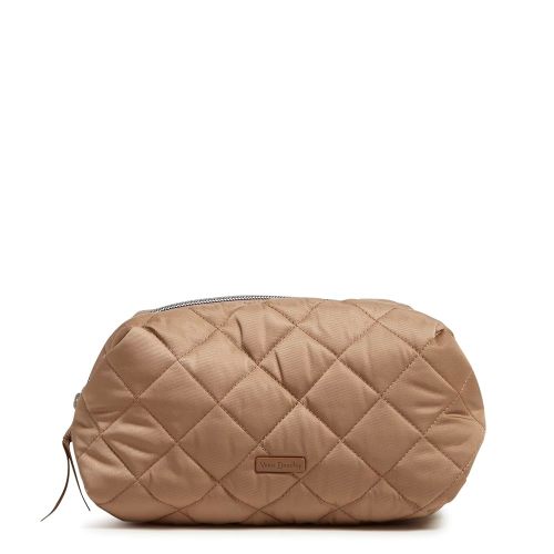 Vera Bradley Women's Performance Twill Medium Cosmetic Makeup Organizer Bag, Meadowlark Tan, One Size