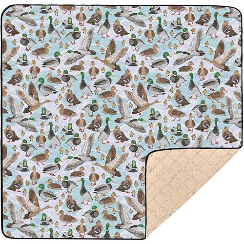 SHJI Mallard Ducks Baby Play Mat Baby Crawling Mat Foldable Playmat for Babies 50 x 50 Inch