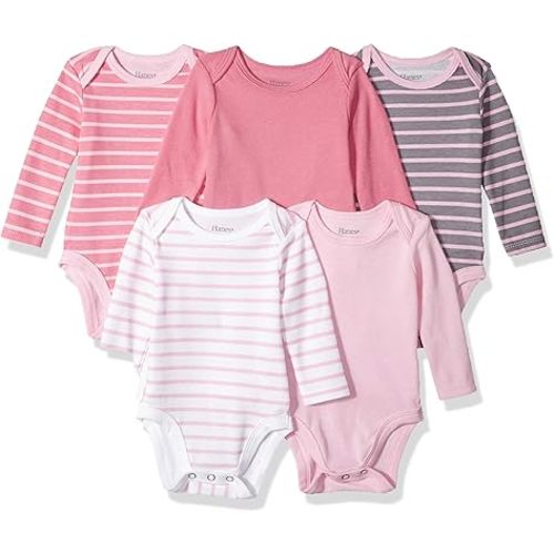 Hanes Baby and Toddler Ultimate Flexy Long Sleeve Bodysuit (5 Pack)