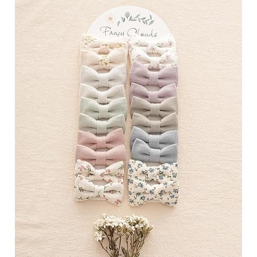 Baby Hair Clips with Bows for Girls,20pc Handmade Fully Lined Hair Barrettes,Hair Accessories for All Age Girls Toddlers Infants kids Gifts