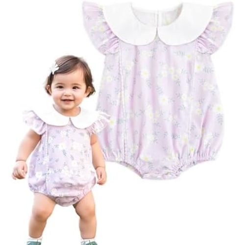 Simplee kids Baby Girls Romper Sleeveless Summer Outfits Rompers baby rompers girl Floral Pattern Button One Piece Outfit