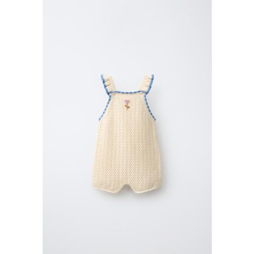 EMBROIDERED FLORAL KNIT ROMPER - Ecru | ZARA United States