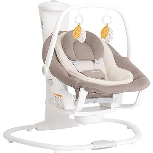 Joie Baby, Ancho Wind-Up Swing (Ash) - Soothing Swing for Babies, No Power Needed, Organic Fabrics, 3 Recline Positions