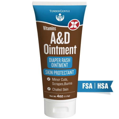 Tender Gentle Vitamin A&D Ointment for Baby Diaper Rashes - 4 oz of A and D Ointment for Adults, Seniors, and Babies HSA/FSA Eligible