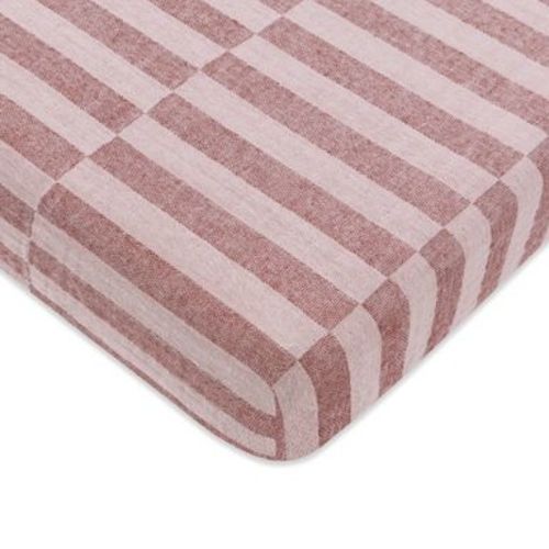 Babyletto Mini Crib Sheet in GOTS Certified Organic Muslin Cotton - Maroon Stripe