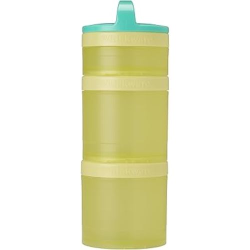 Whiskware Stackable Snack Containers for Kids and Toddlers, 3 Stackable Snack Cups for School and Travel, Teal/Yellow