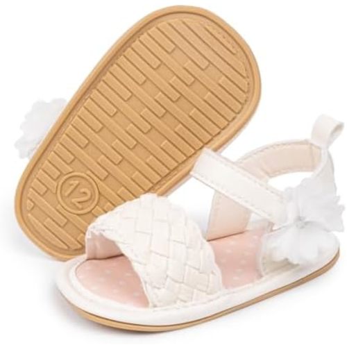 Babelvit Infant Baby Girl Boy Sandals Comfort Premium Summer Outdoor Casual Beach Shoes with Flower Bowknot Anti Slip Rubber Sole Newborn Toddler Prewalker First Walking Shoes
