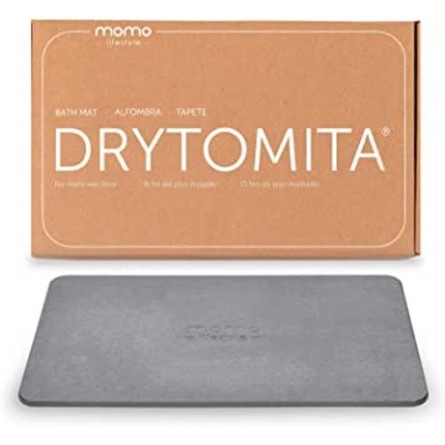 Momo Lifestyle Stone Bath Mat Drytomita Technology Diatomaceous Earth Bath Mat, Non-Slip Super Absorbent Quick Drying Shower Mat (23.6 X 15.4 Inches) Graphite Grey