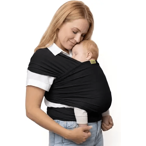 Boba Baby Wrap Carrier – Original Baby Sling Carrier for Newborns (7–35 lbs), Soft, Secure, Hands-Free & Ergonomic, Ideal for Comfortable Bonding, New Parents (Black)