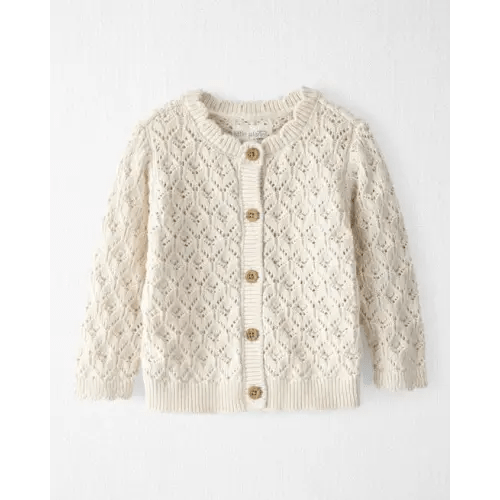 Baby Girl Organic Cotton Pointelle Sweater Knit Cardigan - Little Planet | Carter's
