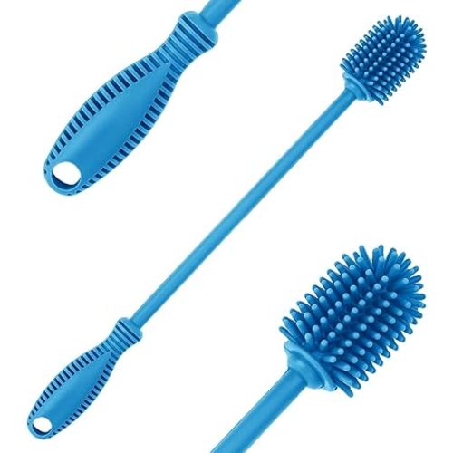 Silicone Bottle Cleaning Brush with Long Handle, Water Bottle Cleaner for Baby Bottles, Hydro Flask, Sports Bottle, Vase, Glassware, Perfect for Smaller Diameter Bottle Openings (Qty 1)