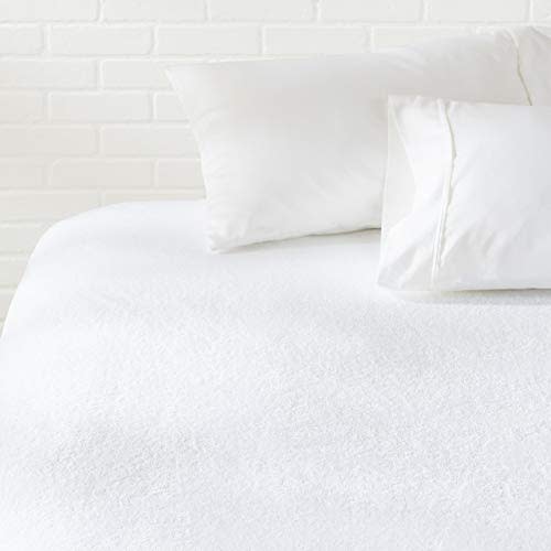 Amazon Basics Waterproof 18 inch Mattress Protector Full Size, Breathable, Machine Washable, White