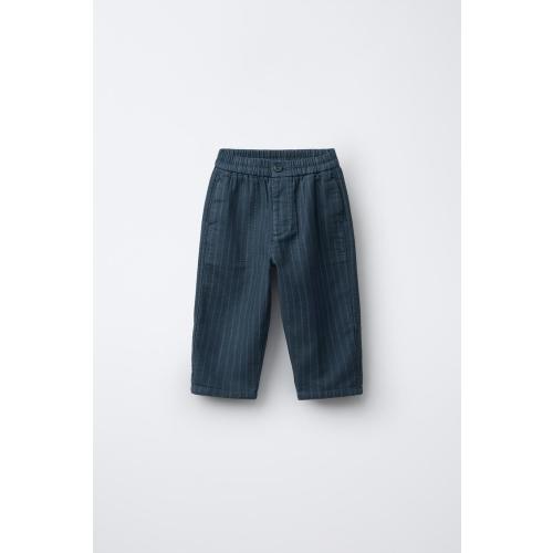 STRIPED BAGGY PANTS - Blue | ZARA United States