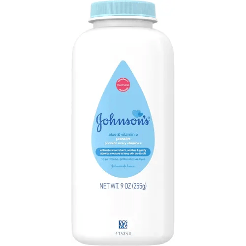 Johnson's Naturally Derived Cornstarch Baby Powder, Aloe & Vitamin E for Delicate Skin, Hypoallergenic, Free of Talc, Parabens, Phthalates & Dyes, Silky for Gentle Baby Skin Care, 9 oz