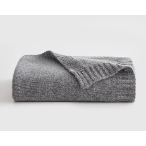 Luxe Knit Cashmere Baby Blanket in Heather Grey