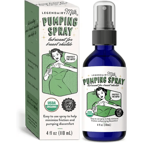 Legendairy Milk Pumping Spray 4 oz., Helps Sore Nipples & Clogged Ducts, Organic Lubricant for Breast Shields and Flanges, Vegan Breast Pump Spray, Natural & Lanolin-Free, Made in USA