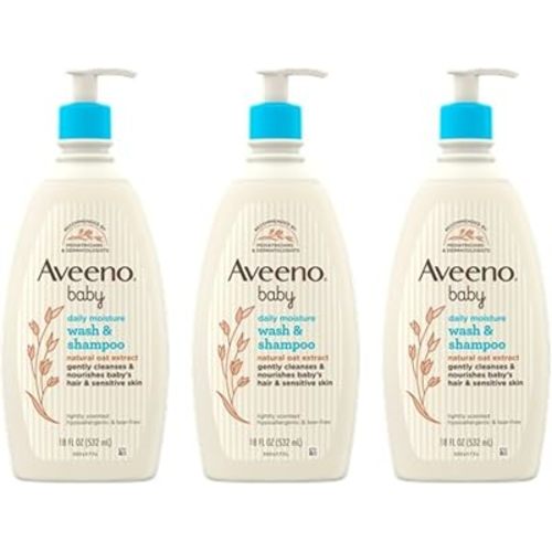 Aveeno Baby Gentle Body Wash & Shampoo, 3 Pack, 3 x 18 fl. oz