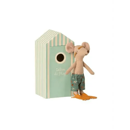 Maileg Beach Mouse Big Brother in Cabin de Plage