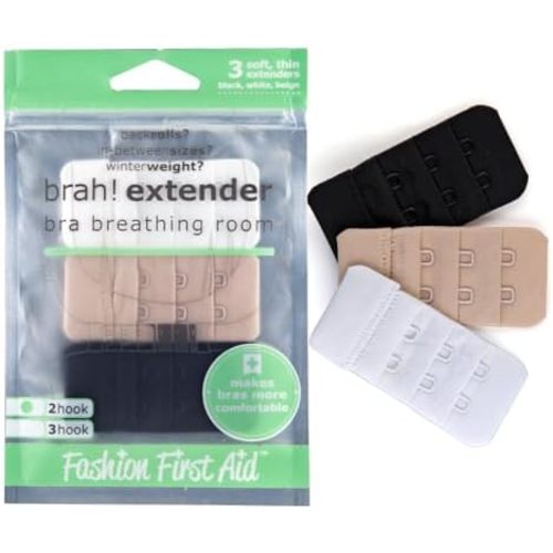 Brah! Extender: Bra Extender Band Breathing Room- Pack of 3 (White, Beige, Black)