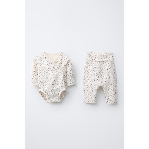 FLORAL BODYSUIT AND PANTS SET - Ecru | ZARA United States
