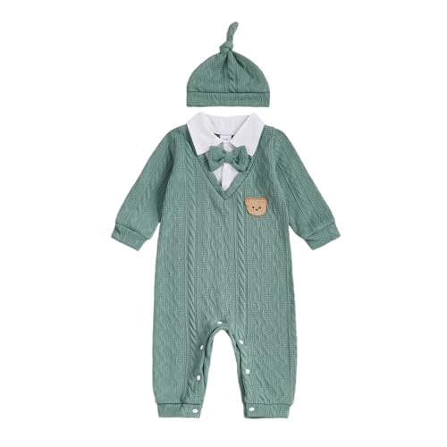 SYOKUP Newborn Infant Baby Boy Outfits Suit Bowtie Bear Embroidery Dress Romper Jumpsuit Gentleman Wedding Clothes Formal