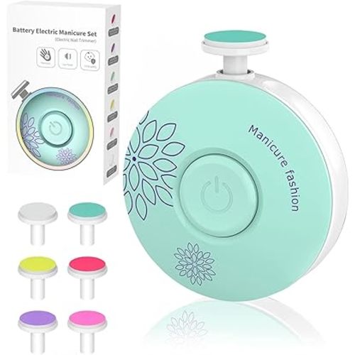 Baby Nail Trimmer Electric Baby Nail File, Baby Nail Clippers, 6 Grinding Heads, Safe Easy Quiet Baby Nail Grooming Care Kit for Newborn Infant Toddler Adult Battery Operated (Not Included)