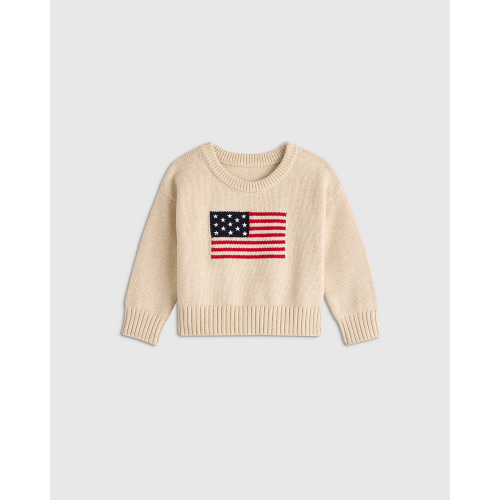 100% Organic Cotton Flag Sweater - Baby in Speckled Beige