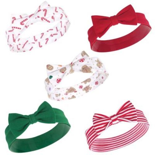 Hudson Baby Infant Girl Cotton Headbands 5pk, Sugar Spice, 0-24 Months