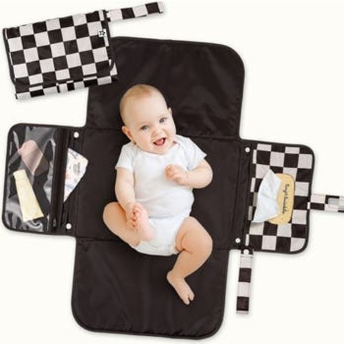 Portable/Foldable Waterproof Diaper Changing Pad with Smart Wipes Pocket