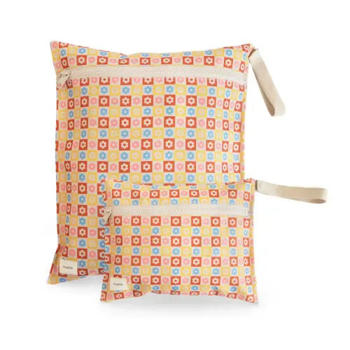 Water Resistant Wet Bag - Happy Flowers Check