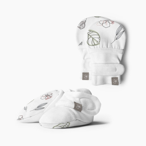Goumi Kids Organic Cotton Mitts & Boots - Abstract Floral, 0-3 Months