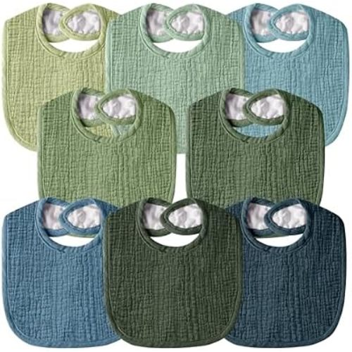 Muslin Baby Bibs for Unisex Boys Girls, Cotton Drool Bibs, Adjustable Newborn Bibs for Drooling and Teething