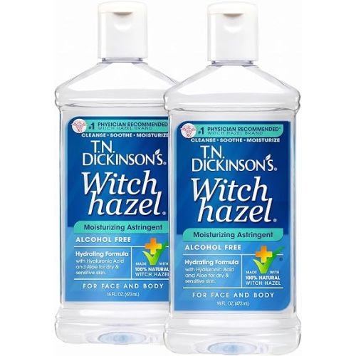 T.N. Dickinson's Witch Hazel Alcohol Free Moisturizing Astringent | 100% Natural Witch Hazel | Calms,Nourishes,Hydrates Skin-| for Face & Body-| 16 Fl Oz,(Pack of 2)