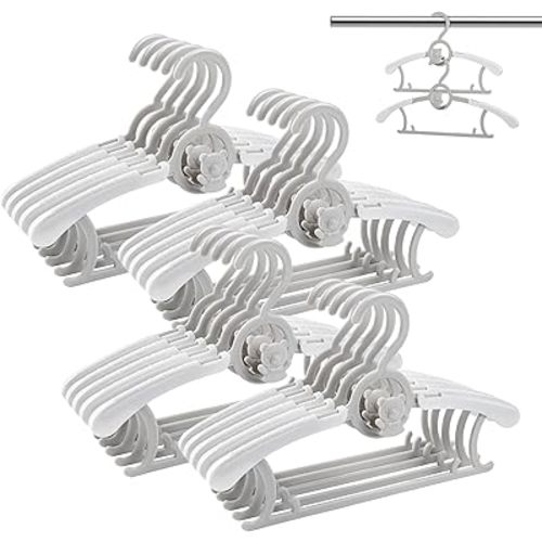 HGYZE Baby Nursery Closet Hangers, Ultra Thin Non-Slip and Extendable Laundry Infant Pant Hanger for Newborn Clothes - 20pcs Grey Gift - Adjustable Children Coat Hanger for Girl Boy Toddler Kids Child