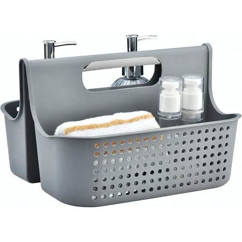 NINU Gray Portable Shower Caddy, 2-Compartment Storage Organizer