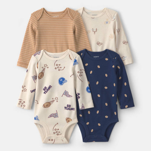 Baby Boy 4-Pack Football Long-Sleeve Multipack Bodysuits | Carter’s Oshkosh Canada