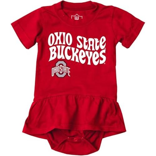 Wes and Willy College Sports Fan Baby Girls Ruffle Hopper Romper