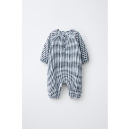 PLAID LONG JUMPSUIT - Blue | ZARA United States
