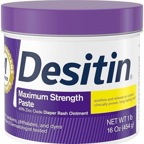 Desitin Maximum Strength Diaper Rash Cream, 40% Zinc Oxide, 16 oz | Helps Treat, Relieve & Prevent Diaper Rash, 40% Zinc Oxide, Immediate Relief, Protects up to 12 Hours, Hypoallergenic