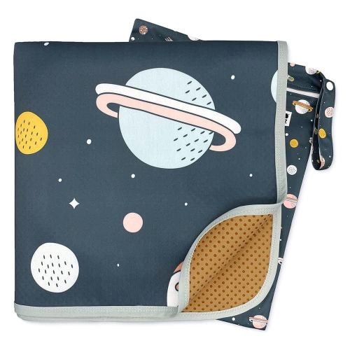 51" Heavy Duty Baby Splat Mat for Under High Chair | Includes Wet Bag | Premium Washable Toddler Mat | Baby Led Weaning | High Chair Mat for Floor | Craft Mat | Splash Mat (Space Cadet)