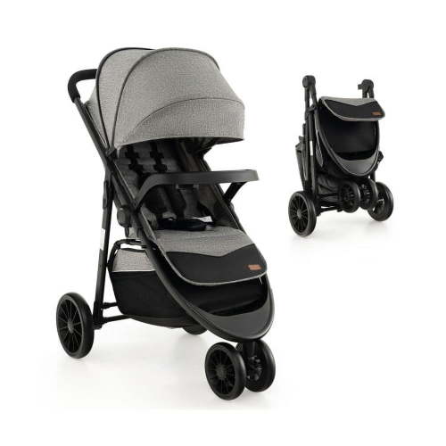 Resenkos Baby Jogging Stroller with Adjustable Canopy for Newborn-Gray, Infant Stroller for Infant & Toddler