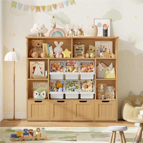 Lark Manor™ 49.4" W Kids Bookcase with 4 Removable Drawers, Cube Organizer & Reviews | Wayfair
