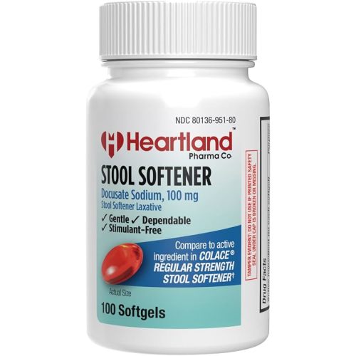 Docusate Sodium 100mg Softgels | Laxatives Stool Softener, Regular Strength | Gentle, Dependable & Stimulant-Free | 100 Count Bottle