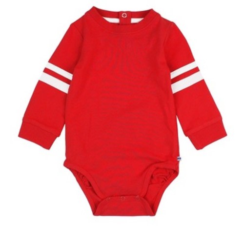 RuggedButts Baby Boys Racing Stripe Long Sleeve Bodysuit - Red, 6-12m