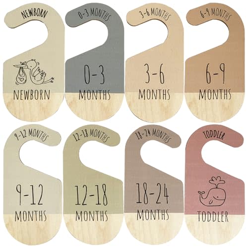 WUXTANGZ Baby Closet Dividers, Wooden Clothes Size Organizer for Nursery Decor Boy Girl Newborn to 24 Months