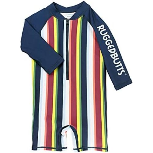 RUGGEDBUTTS Baby/Toddler Boy Swimsuit, One Piece Zipper Rash Guard Sunsuit with UPF 50+ Sun Protection