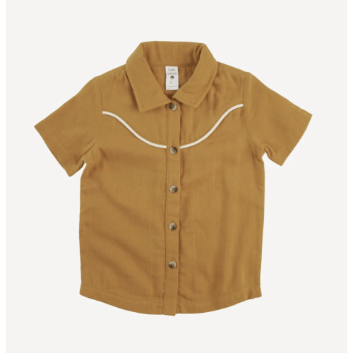 short sleeve urban cowboy top | tan | organic cotton gauze