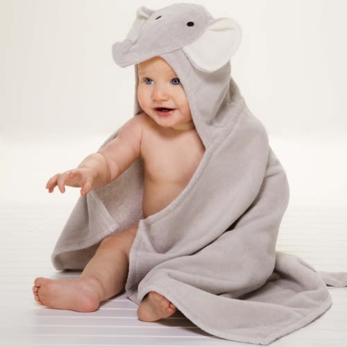Elegant Baby Gray Elephant Hooded Towel