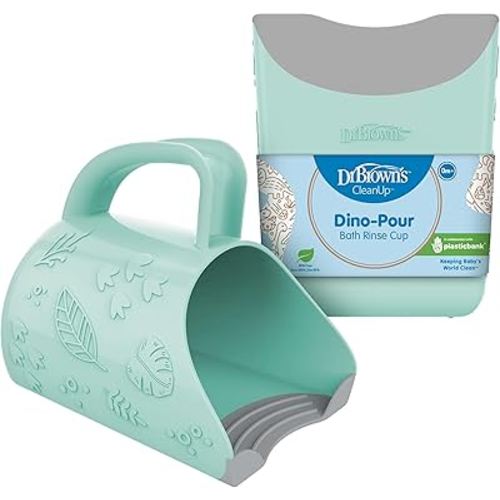 Dr. Brown's CleanUp Dino-Pour Baby Bath Rinse Cup, Tear-Free Rinsing for Babies and Toddlers, BPA Free