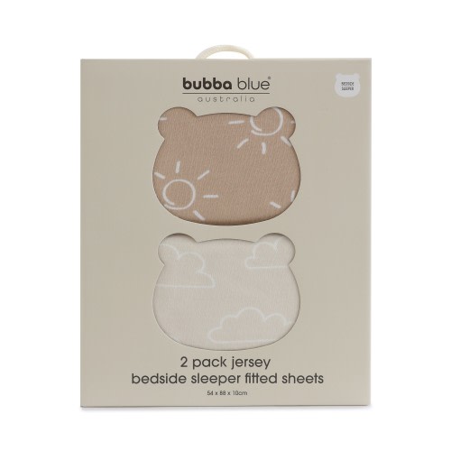 Bubba Blue Nordic Bedside Sleeper Fitted Sheet 2 Pack Sand/Nutmeg